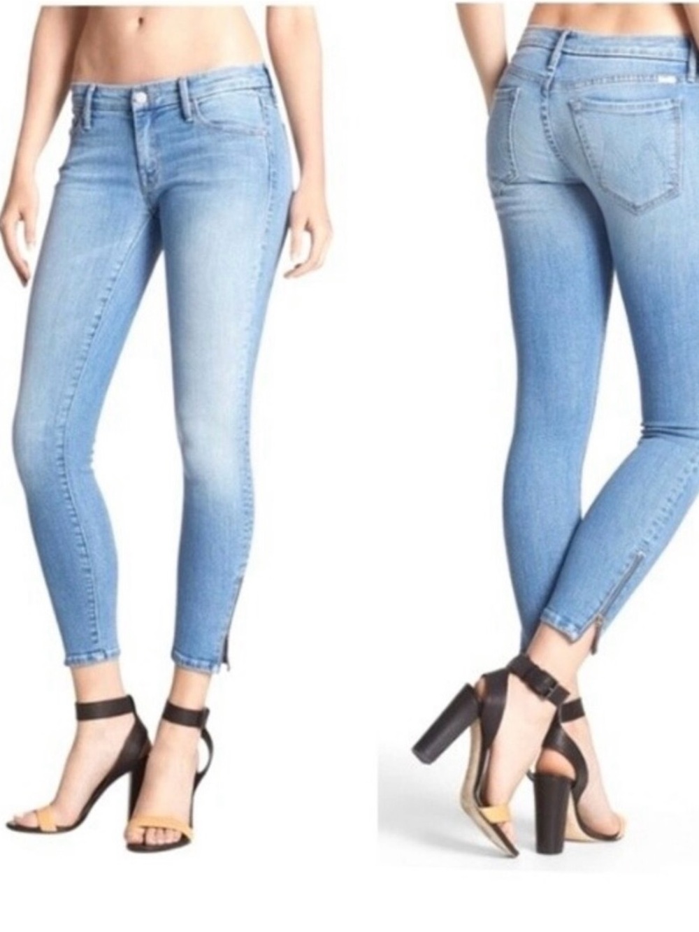 Mother the Looker Ankle Zip Skinny Jeans in Light Kitty 28